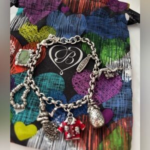 Brighton Hawaii Shirt Hula Pineapple State Surf Heart Board Charm 7-8” Bracelet